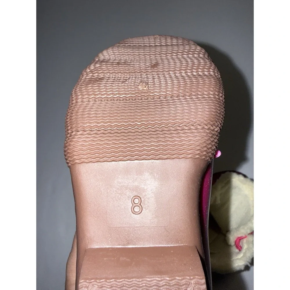Adrienne Vittadini Bambini Girls Rain Boots 8 Fuchsia Pink Glitter Fur Snow NEW
